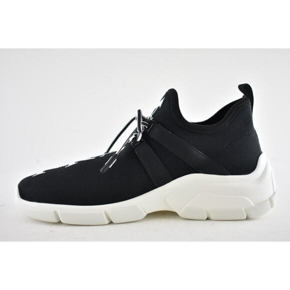 Prada XY Logo Sock Black White Knit Flat Lace Up Tie Pull On Trainer Sneaker 35 - Picture 9 of 12